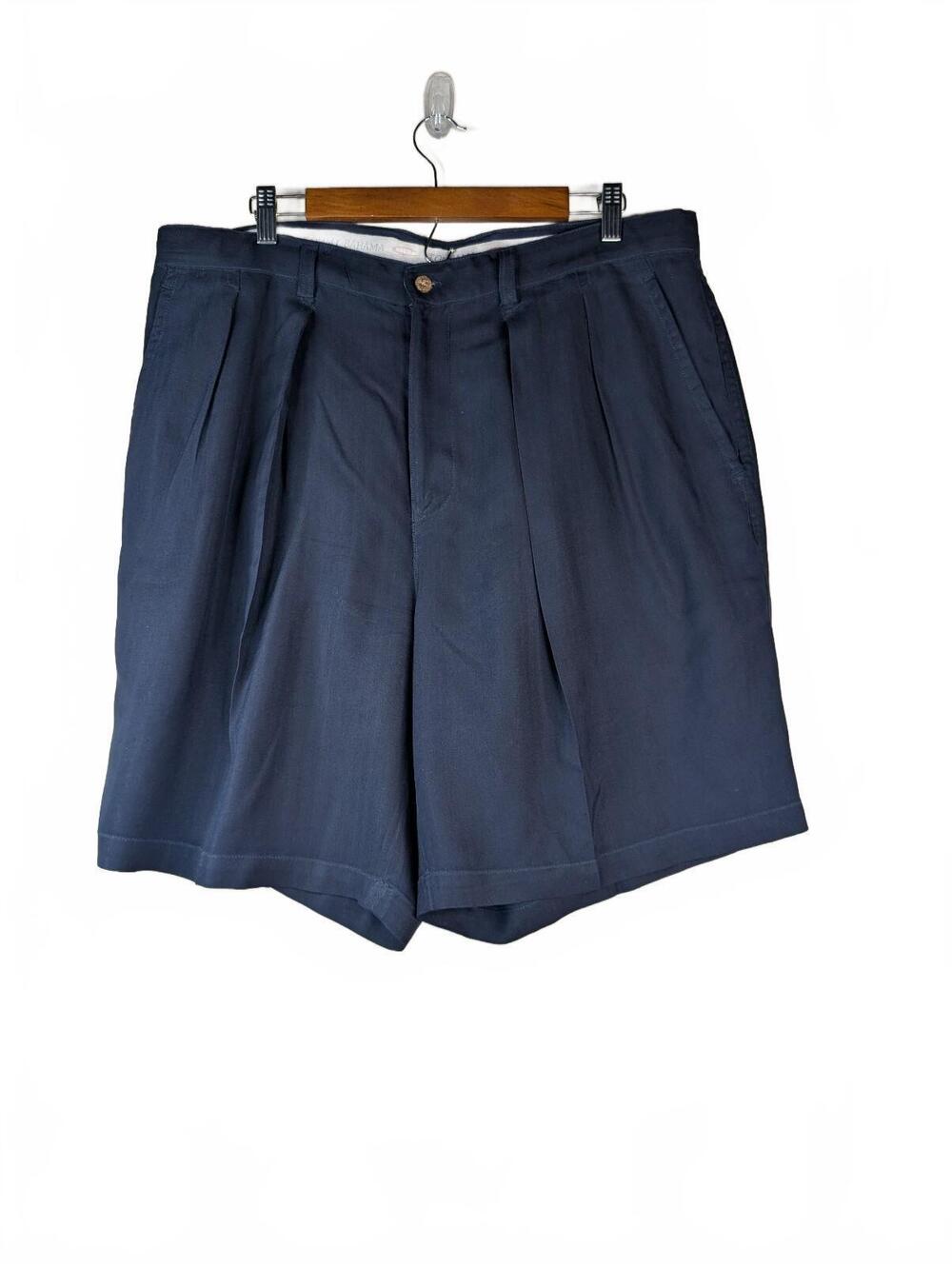 Tommy Bahama Men's Navy Blue Pleated Silk Shorts‎ Size 33